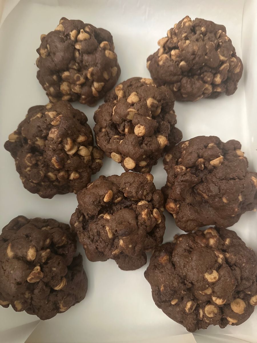Chocolate PB cookies with peanut butter chips